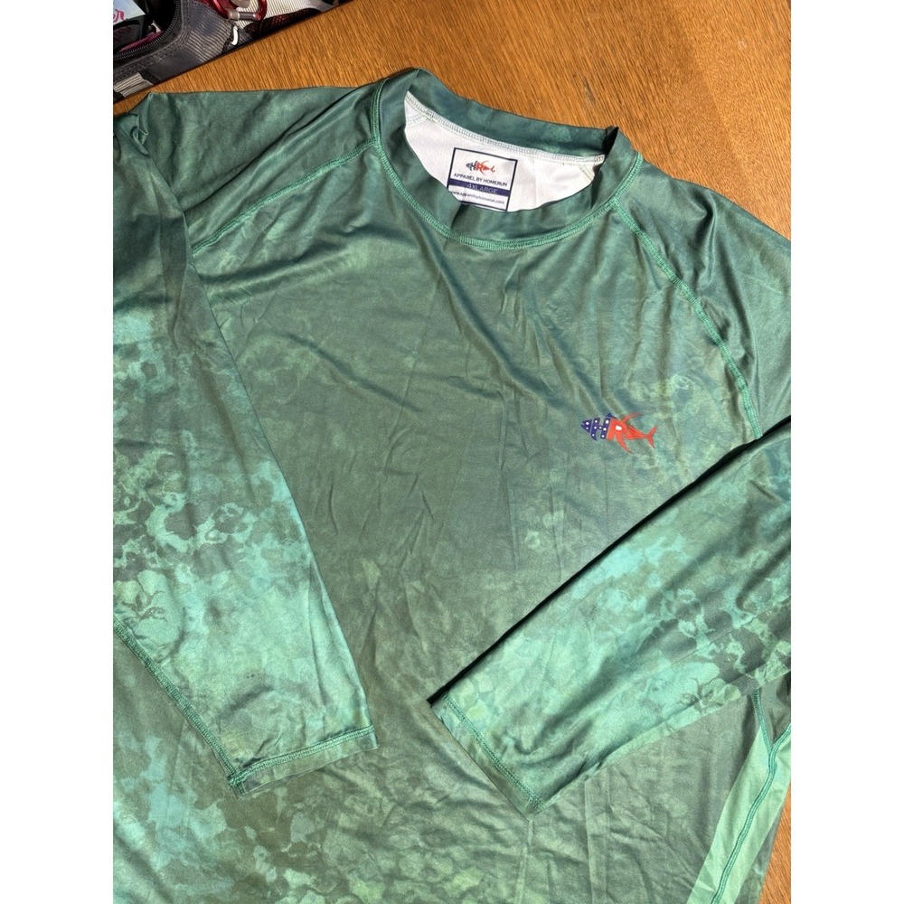 Homerun Fishing Shirt 4XL‎ Green Octopus Mahi Compass Performance Long Sleeve